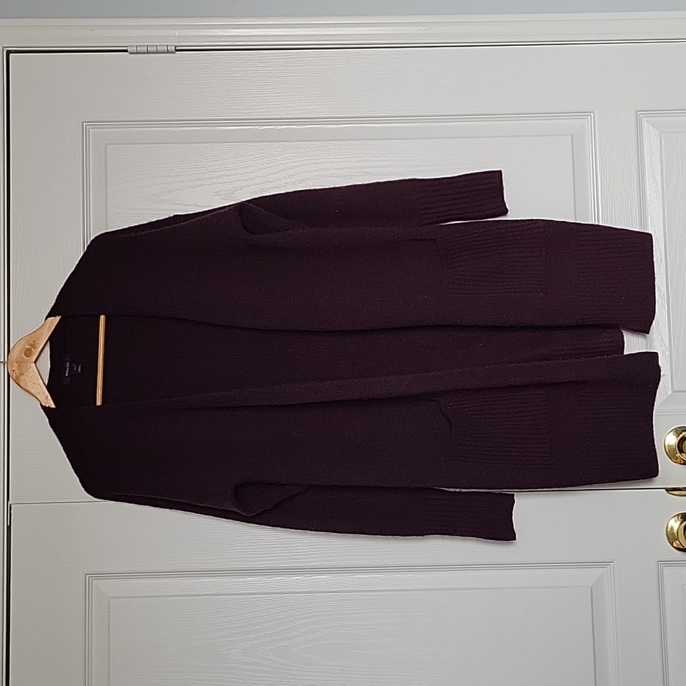 RW&Co Plum Wine Knit Open Cardigan